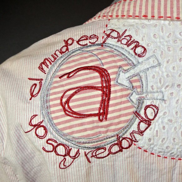 Desigual Blazer Pink Striped Summer Jacket Size 46 - Picture 10 of 12